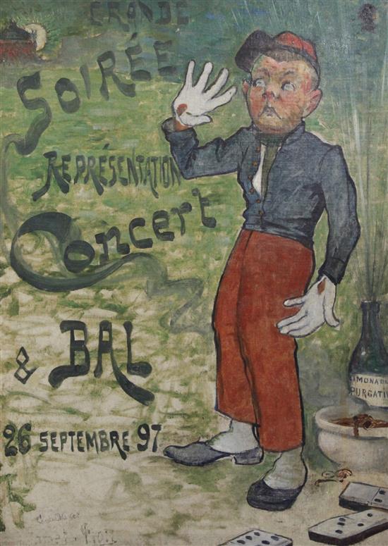 Late 19th Century French School Grande Soireé Representation Concert and Bal 26 September 97, design for a poster, 27 x 20in.